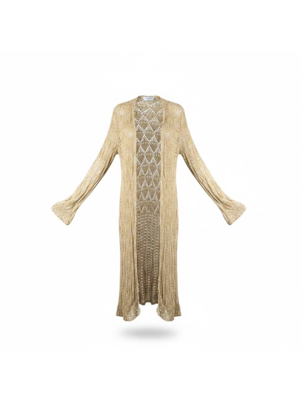 John Paul Richard Womens Gold Long Open Cardigan Lightweight Boho Chic Size S